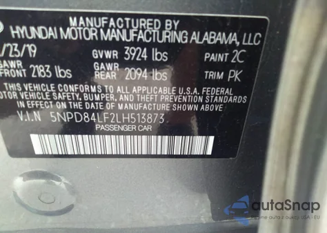 2020 Hyundai Elantra Sel from USA, damaged, VIN 5NPD84LF2LH513873